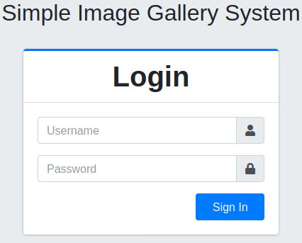 image gallery system login page