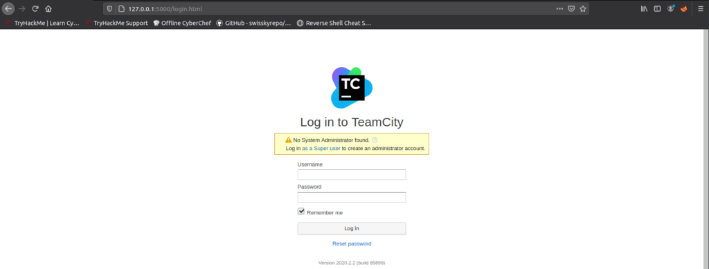 TeamCity login page